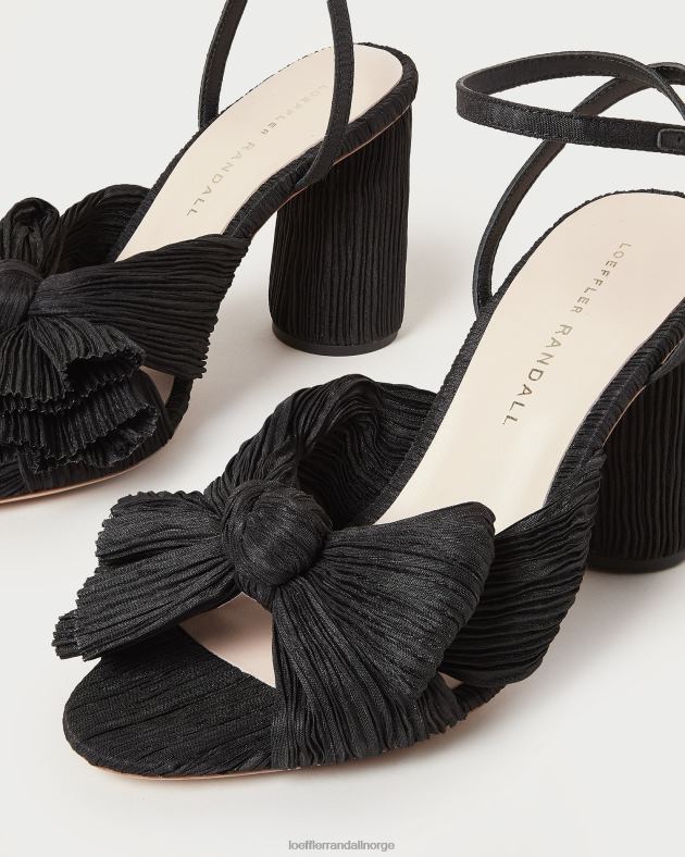 Loeffler Randall sko kvinner camellia plissert sløyfehæl FT8D17 svart