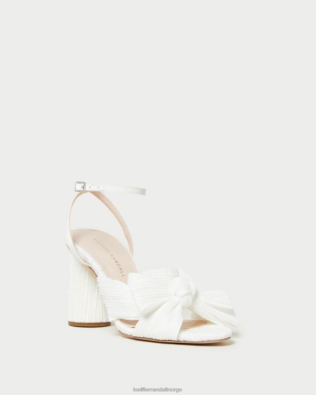 Loeffler Randall sko kvinner camellia plissert sløyfehæl FT8D32 hvit