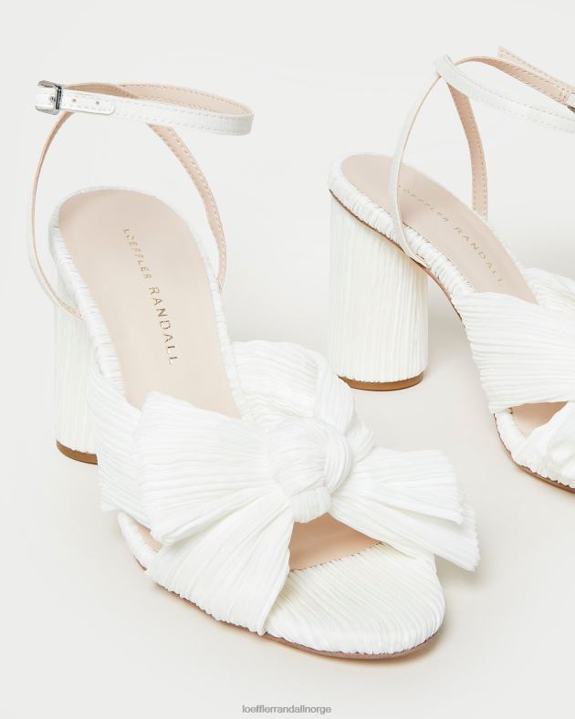 Loeffler Randall sko kvinner camellia plissert sløyfehæl FT8D32 hvit