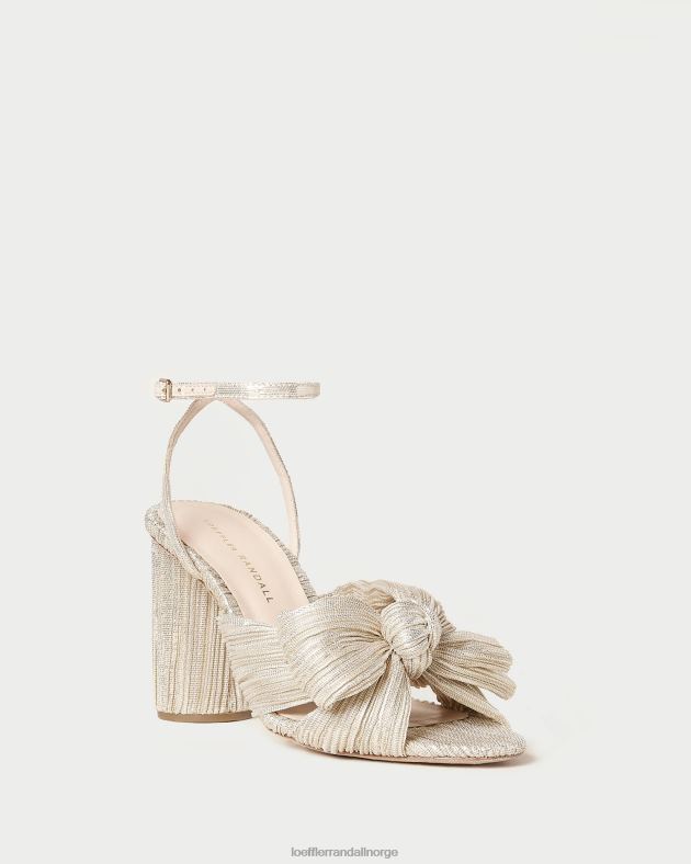 Loeffler Randall sko kvinner camellia plissert sløyfehæl FT8D3 platina