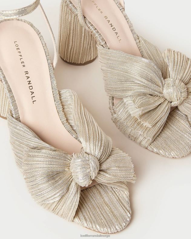 Loeffler Randall sko kvinner camellia plissert sløyfehæl FT8D3 platina