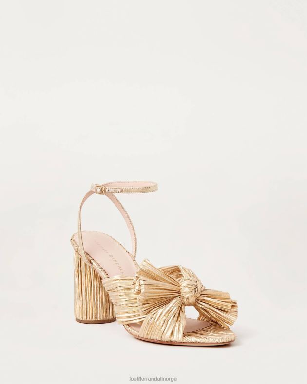 Loeffler Randall sko kvinner camellia plissert sløyfehæl FT8D5 gull