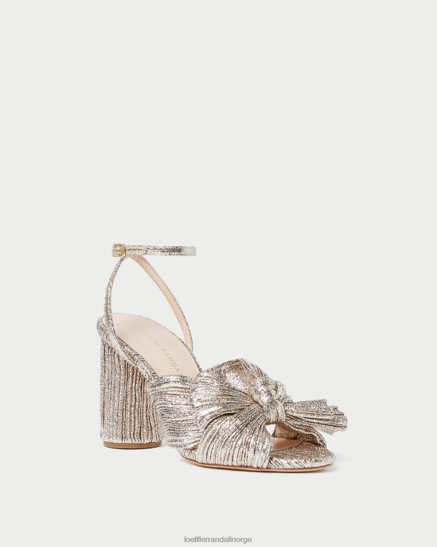 Loeffler Randall sko kvinner camellia plissert sløyfehæl FT8D64 champagne