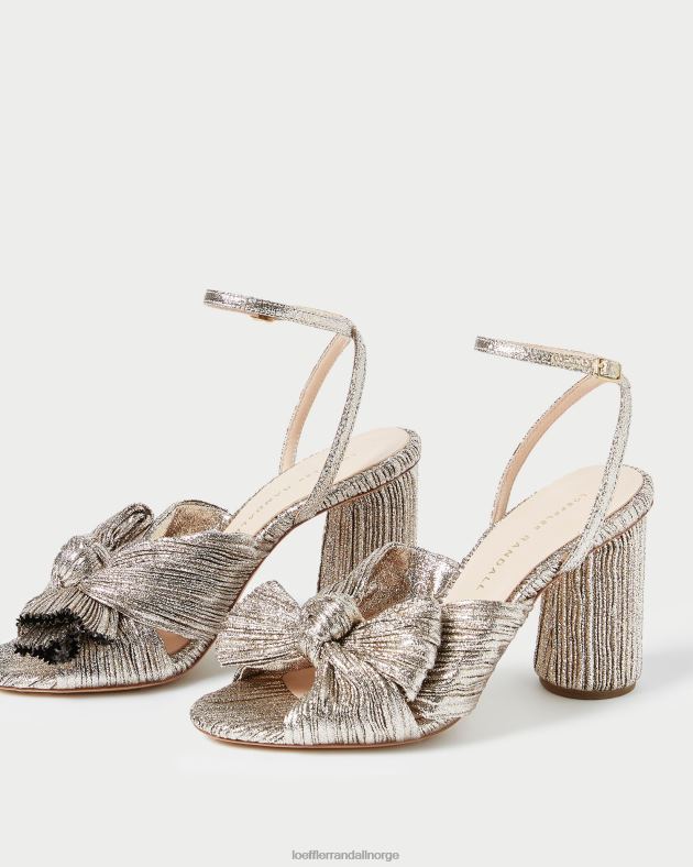 Loeffler Randall sko kvinner camellia plissert sløyfehæl FT8D64 champagne