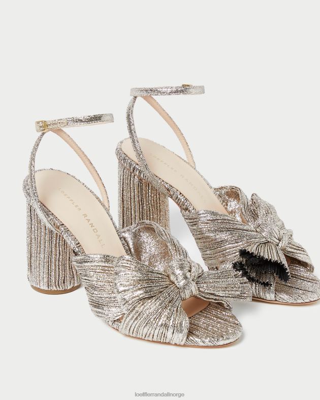 Loeffler Randall sko kvinner camellia plissert sløyfehæl FT8D64 champagne