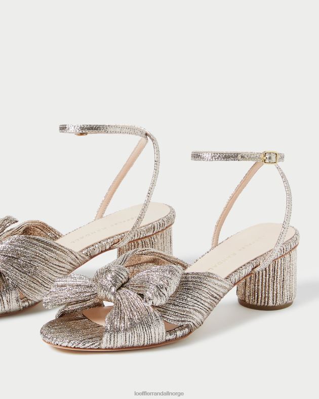Loeffler Randall sko kvinner dahlia plissert sløyfehæl FT8D53 champagne