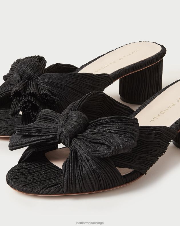 Loeffler Randall sko kvinner emilia plissert sløyfehæl FT8D18 svart