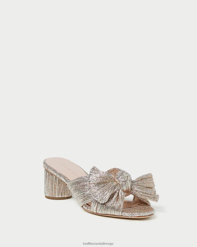 Loeffler Randall sko kvinner emilia plissert sløyfehæl FT8D49 champagne