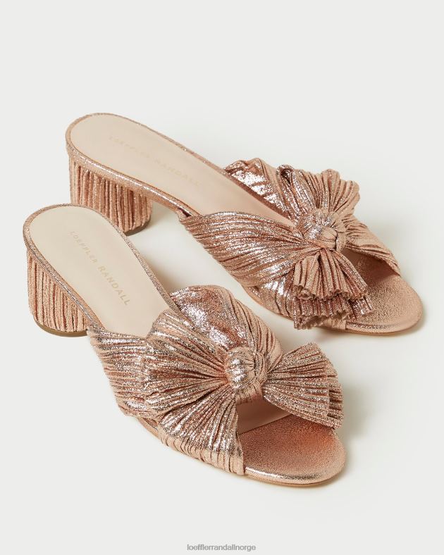 Loeffler Randall sko kvinner emilia plissert sløyfehæl FT8D63 sanddyne