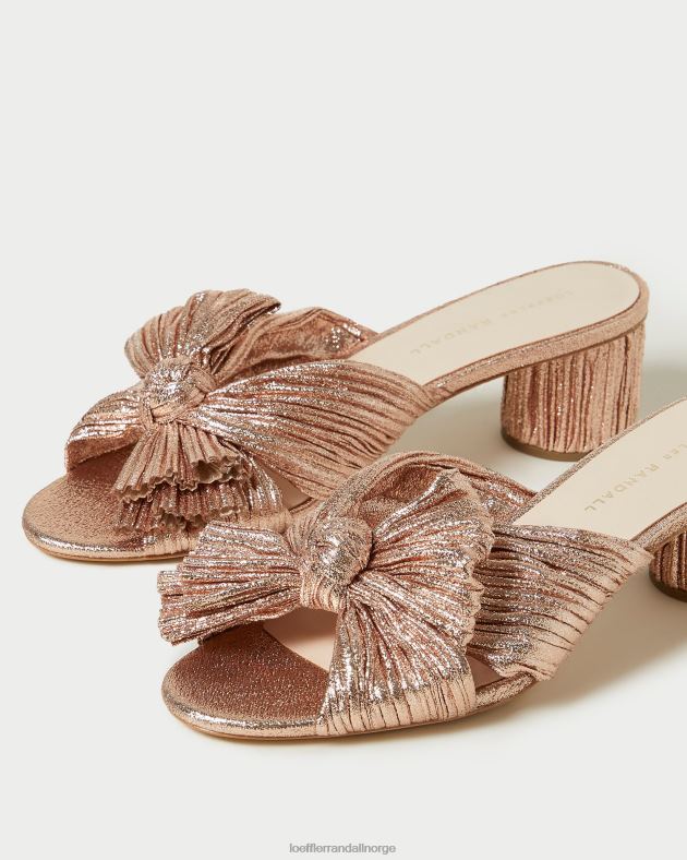 Loeffler Randall sko kvinner emilia plissert sløyfehæl FT8D63 sanddyne
