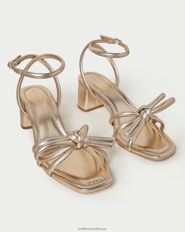 Loeffler Randall sko kvinner mikel sløyfe sandal med mellomhæl FT8D22 champagne