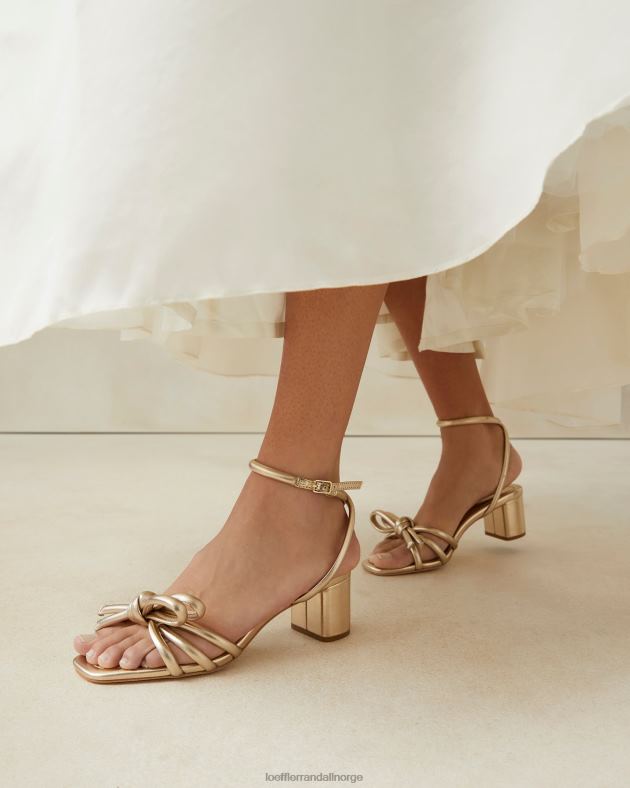 Loeffler Randall sko kvinner mikel sløyfe sandal med mellomhæl FT8D22 champagne