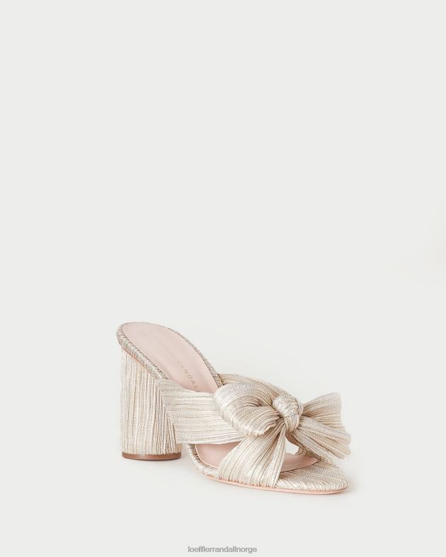 Loeffler Randall sko kvinner penny plissert sløyfehæl FT8D10 platina