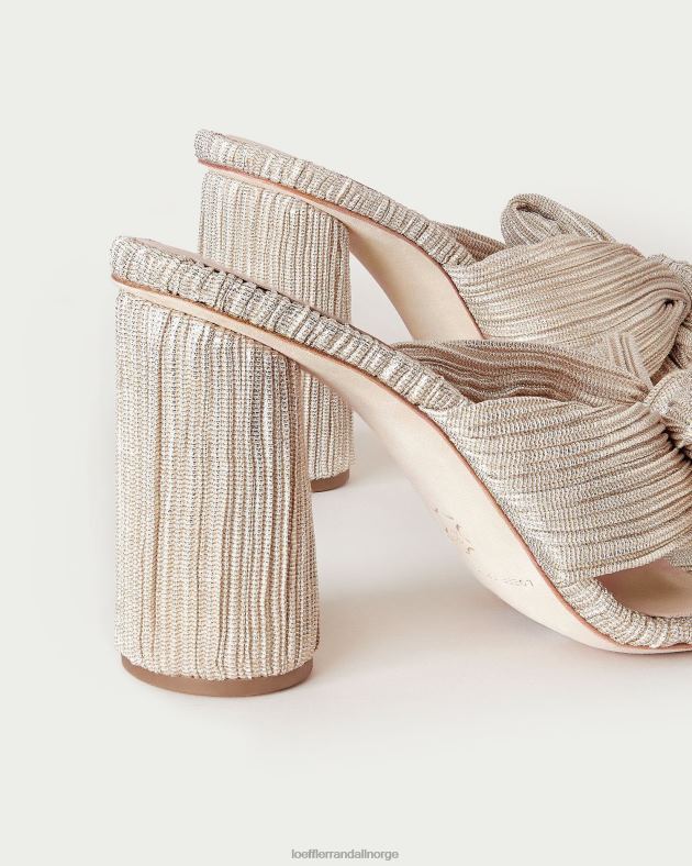 Loeffler Randall sko kvinner penny plissert sløyfehæl FT8D10 platina