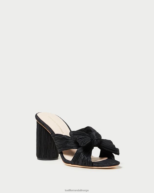 Loeffler Randall sko kvinner penny plissert sløyfehæl FT8D43 svart