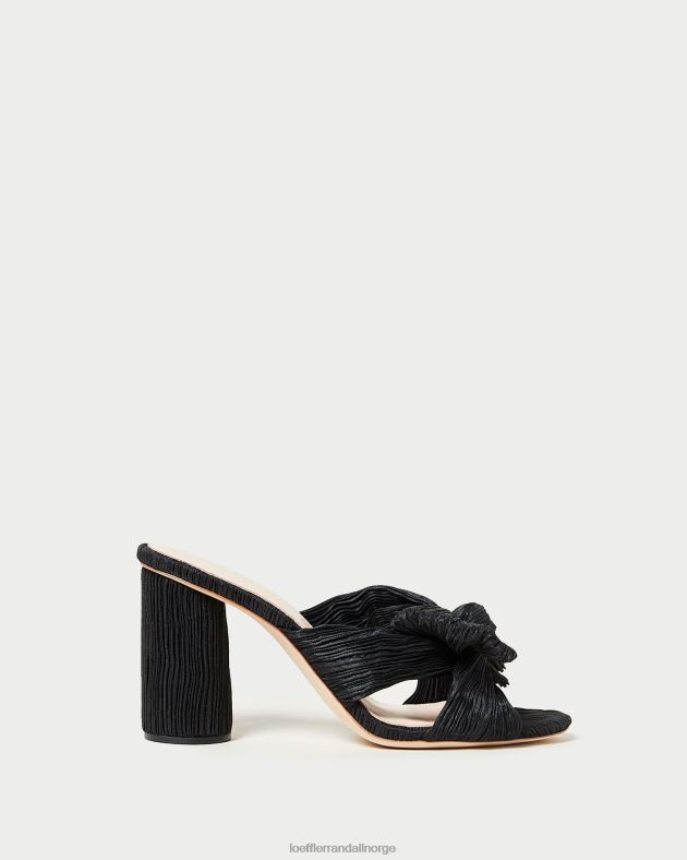 Loeffler Randall sko kvinner penny plissert sløyfehæl FT8D43 svart