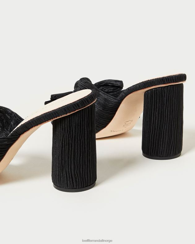 Loeffler Randall sko kvinner penny plissert sløyfehæl FT8D43 svart