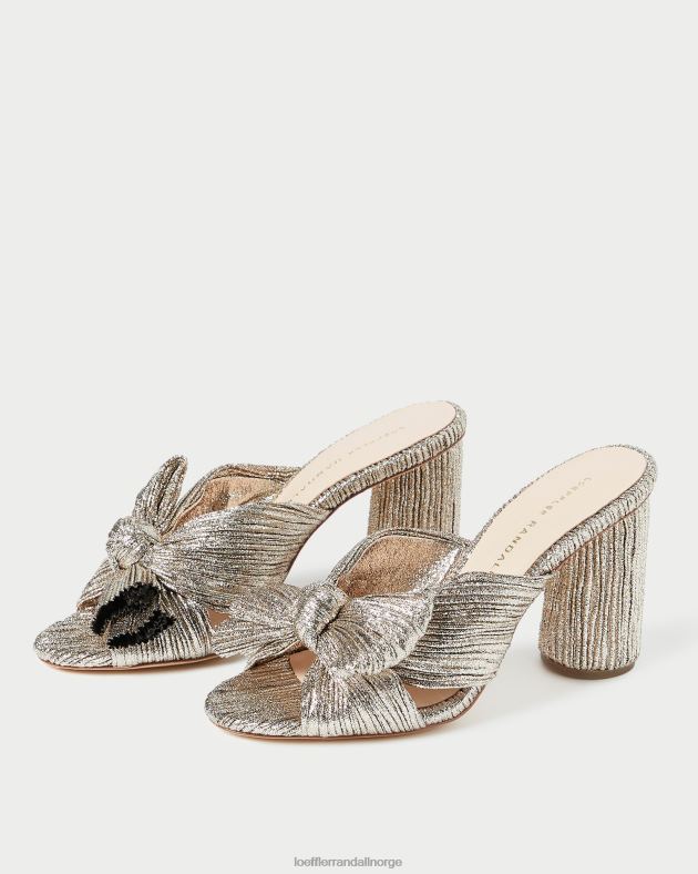 Loeffler Randall sko kvinner penny plissert sløyfehæl FT8D69 champagne