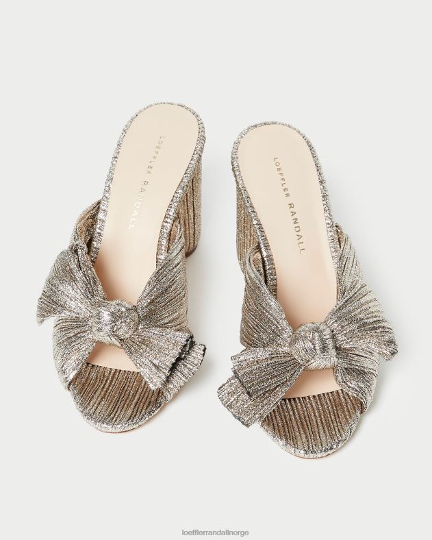 Loeffler Randall sko kvinner penny plissert sløyfehæl FT8D69 champagne