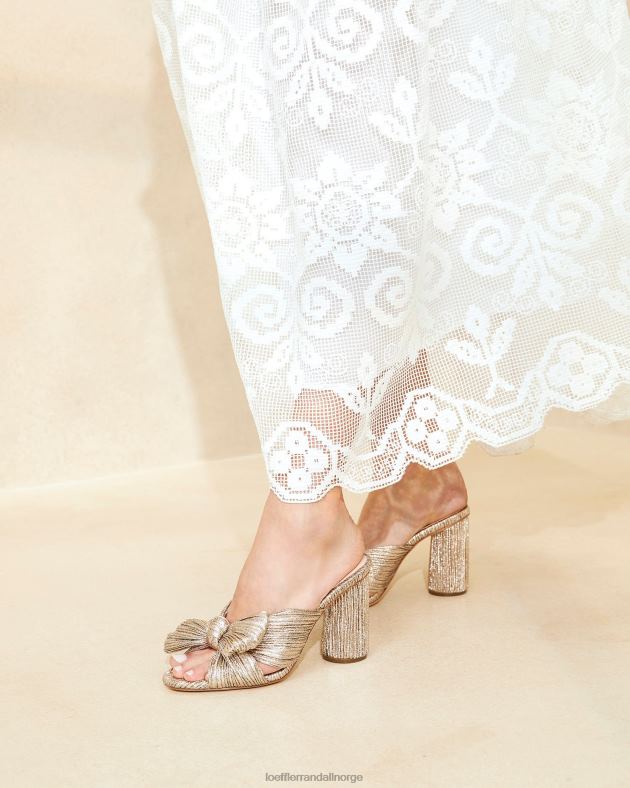 Loeffler Randall sko kvinner penny plissert sløyfehæl FT8D69 champagne