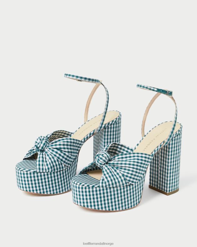 Loeffler Randall sko kvinner roz knute plattform FT8D90 mini grønn gingham