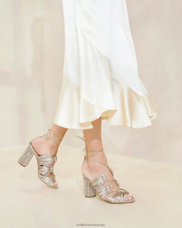 Loeffler Randall sko kvinner teresa plissert sandal med blonder FT8D95 champagne