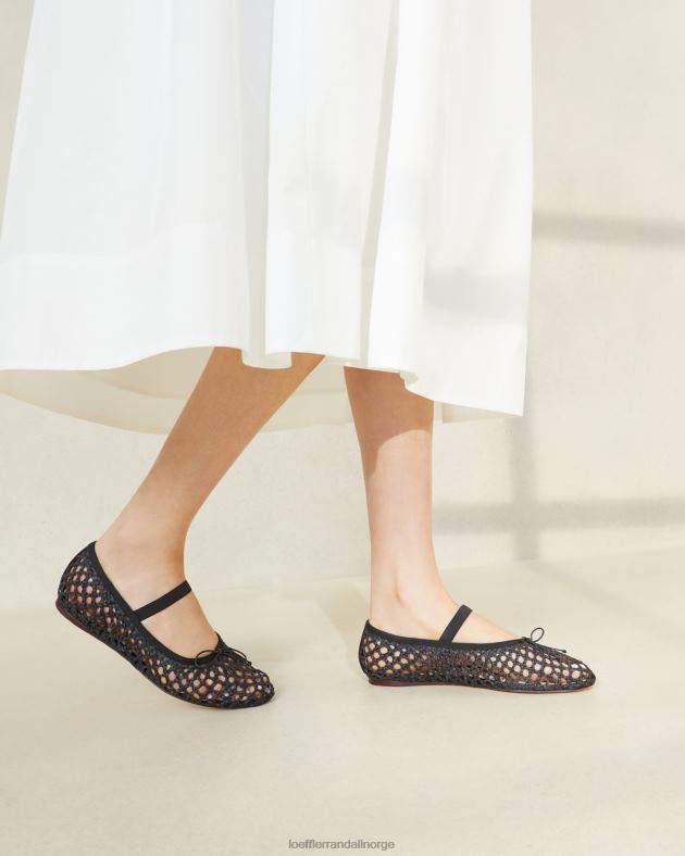 Loeffler Randall sko kvinner leonie ballett flat FT8D301 svart hekling