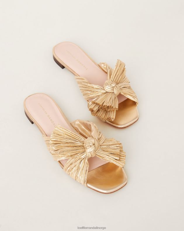Loeffler Randall sko kvinner daphne plissert sløyfe lysbilde FT8D102 gull
