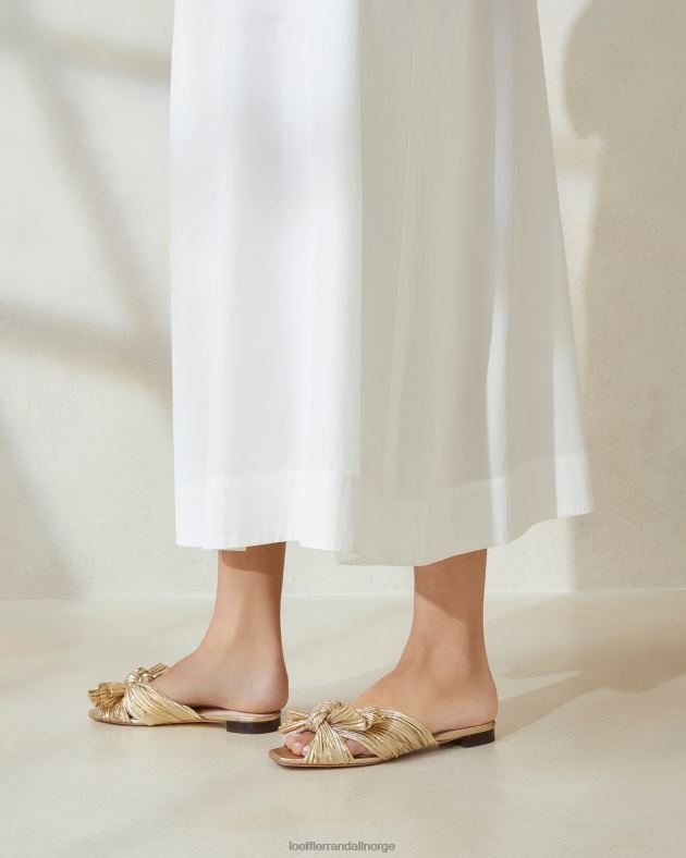 Loeffler Randall sko kvinner daphne plissert sløyfe lysbilde FT8D102 gull