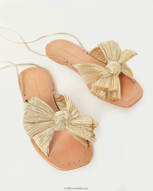 Loeffler Randall sko kvinner peon plissert bue lysbilde FT8D103 gull