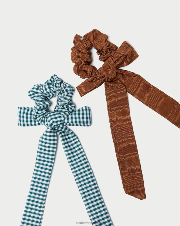 Loeffler Randall tilbehør kvinner dee bow scrunchies FT8D162 muskat/minigrønn gingham