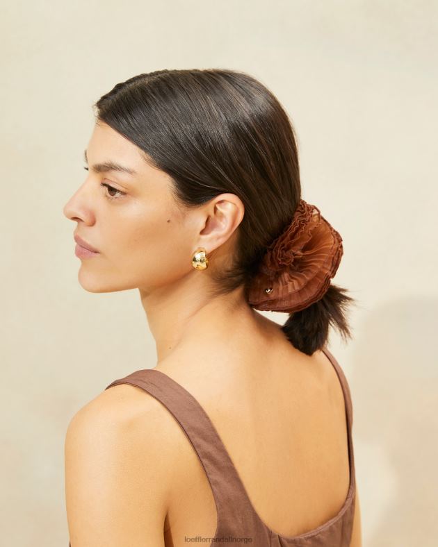 Loeffler Randall tilbehør kvinner emmy plissert lag scrunchie FT8D166 brun